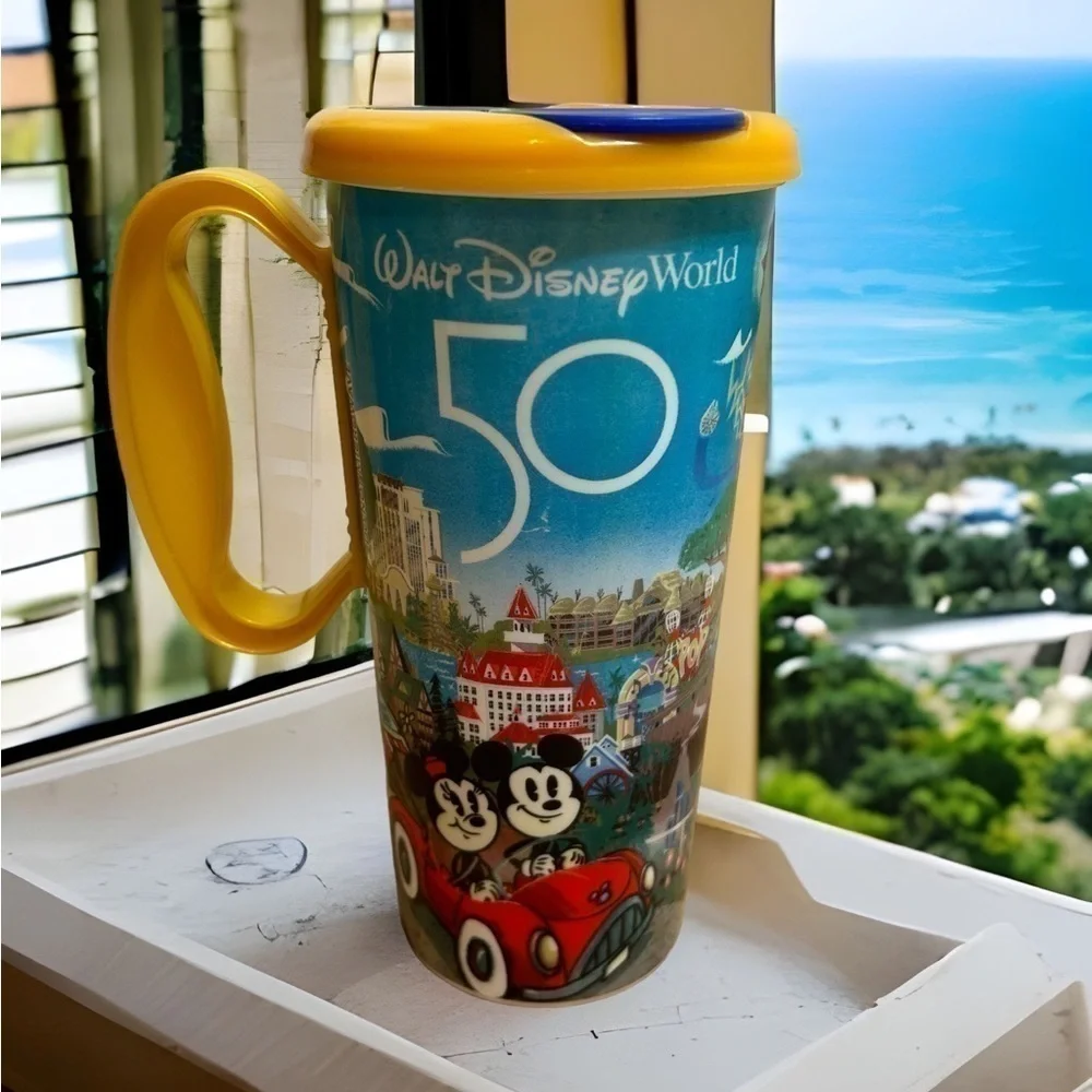 Disney World 50th Anniversary Souvenir Cup Refillable Skyliner Plastic